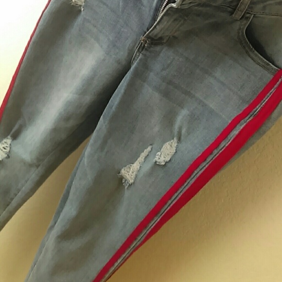 Red Stripe Jeans - Picture 2 of 4